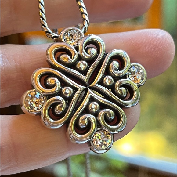 Retired Brighton alcazar bejeweled heart pendant chain silver plated - Picture 5 of 11